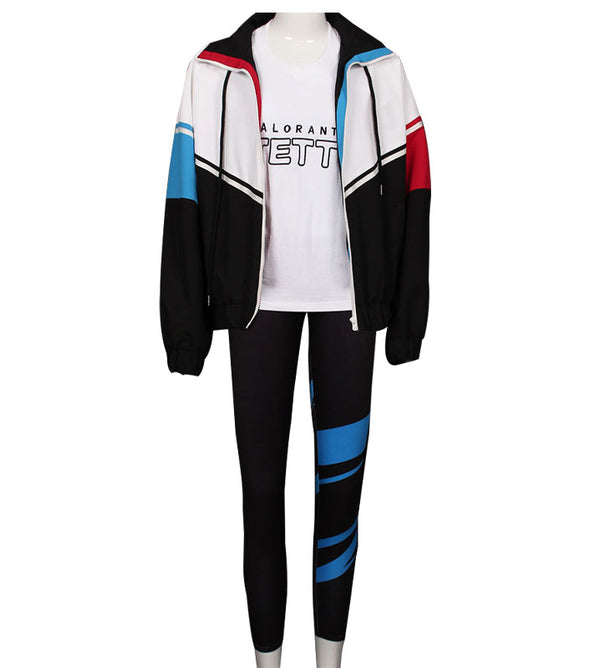 Game Valorant Jett White Black Coat Cosplay Costume