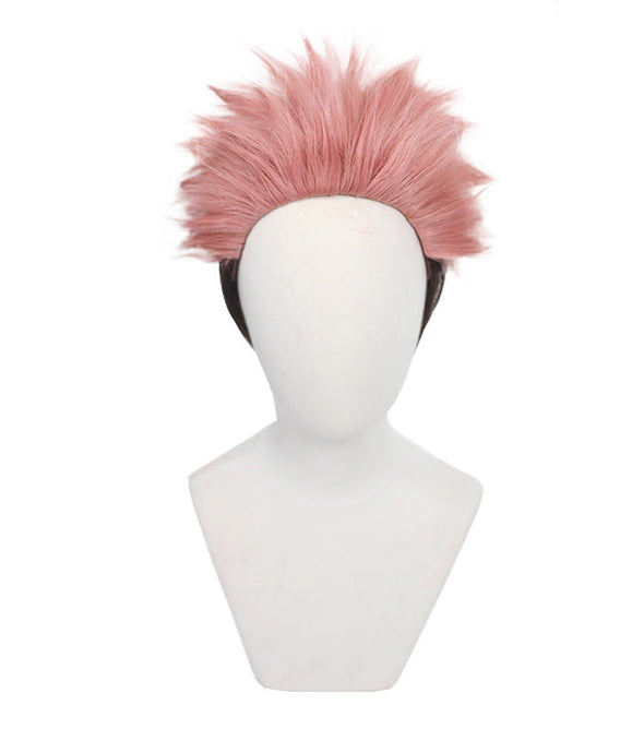 Anime Jujutsu Kaisen Ryomen Sukuna Short Pink Gradient Black Cosplay Wigs