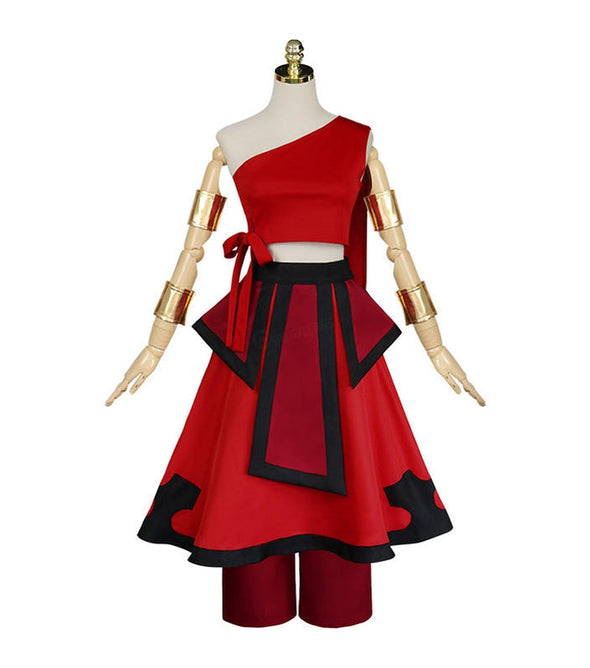 Anime Avatar: The Last Airbender Katara Red Dress Outfit Cosplay Costume