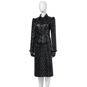 Movie Cruella de Vil Leather Fullsuit Halloween Cosplay Costumes