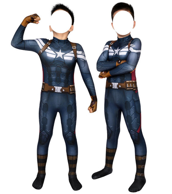 Captain America: The Winter Soldier Steve Rogers Kids Jumpsuit Cosplay Costumes