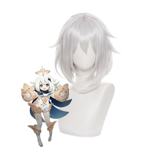 Genshin Impact Paimon Gray White Short Cosplay Wig