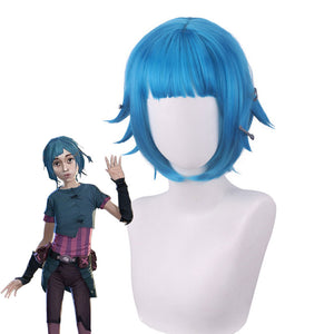 LOL Arcane Young Jinx Blue Short Cosplay Wigs