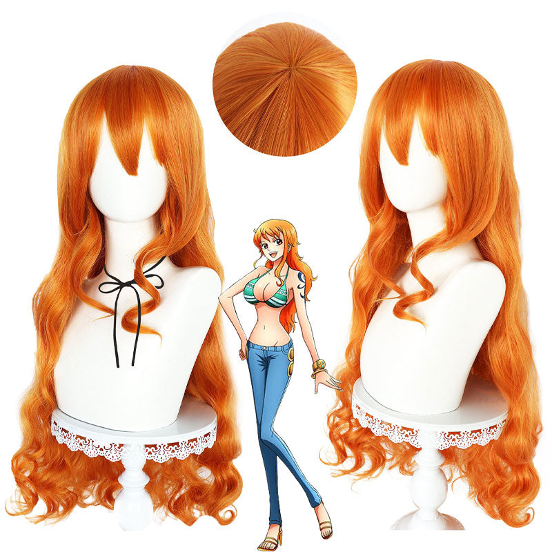 Anime One Piece Nami Orange Long Cosplay Wigs