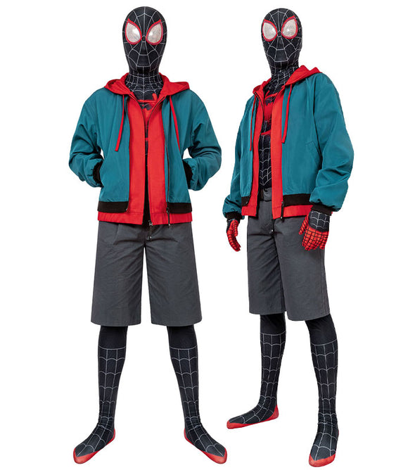 Spider-Man: Into the Spider-Verse Miles Morales Jumpsuit With Coat Fullset Cosplay Costumes