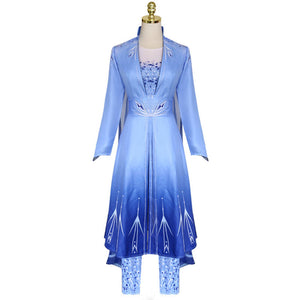 Movie Frozen 2 Elsa Snow Princess Dress Fullset Cosplay Costumes