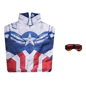 Marvel Captain America: Brave New World Captain America Blue White Jumpsuit Cosplay Costume