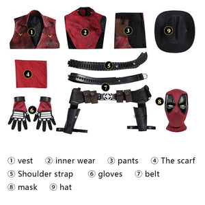 Marvel Deadpool 3 Wolverine and Deadpool Cowboypool Cosplay Costume