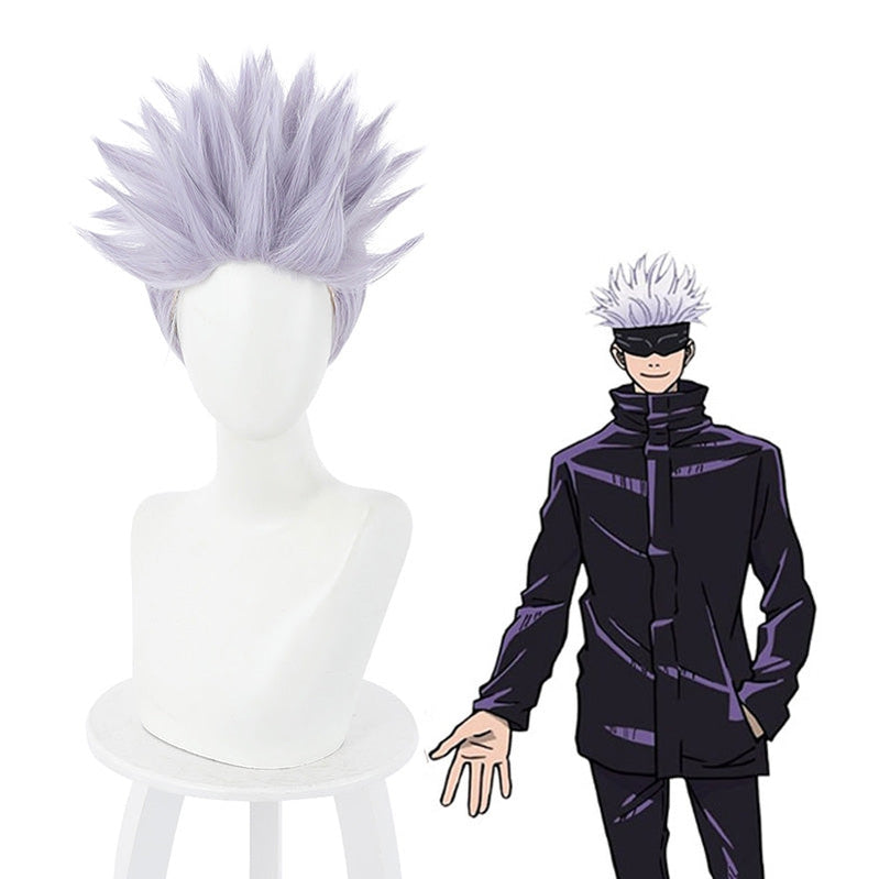 Anime Jujutsu Kaisen Satoru Gojo Short Purple Cosplay Wigs