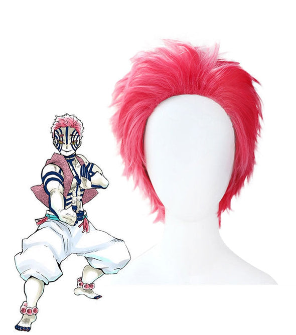 Anime Demon Slayer Kimetsu no Yaiba Mugen Ressha-hen Akaza Komaji Cosplay Wigs