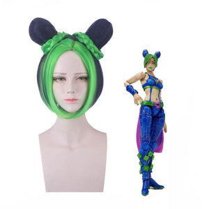 Anime JoJo's Bizarre Adventure Stone Ocean Jolyne Cujoh Mixed Dark Green Cosplay Wigs