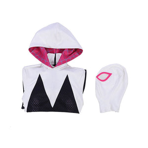 Movie Spider-Man: Into the Spider-Verse Gwen Stacy Spiderman Cosplay Costume Jumpsuit with Free Headgear