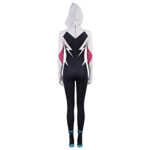 Movie Spider-Man: Into the Spider-Verse Gwen Stacy Spiderman Cosplay Costume Jumpsuit with Free Headgear