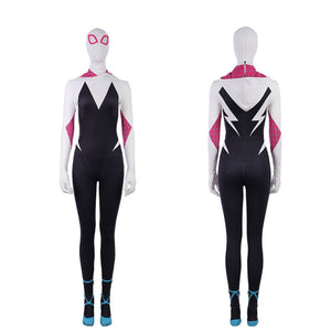 Movie Spider-Man: Into the Spider-Verse Gwen Stacy Spiderman Cosplay Costume Jumpsuit with Free Headgear