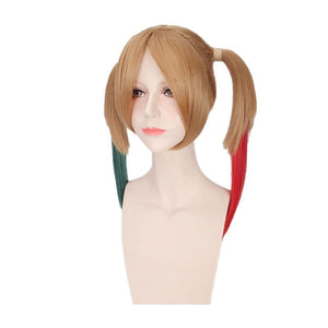 Movie Suicide Squad Harley Quinn Long Red and Green Cosplay Wigs