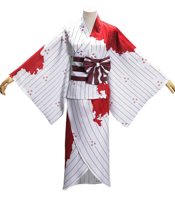 Anime Demon Slayer Kimetsu no Yaiba Nezuko Kamado Halloween Blood Splatter Kimono Cosplay Costume