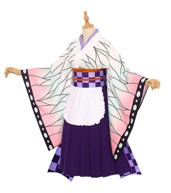 Anime Demon Slayer Kimetsu no Yaiba Kochou Shinobu Kimono Maid Outfit Cosplay Costumes