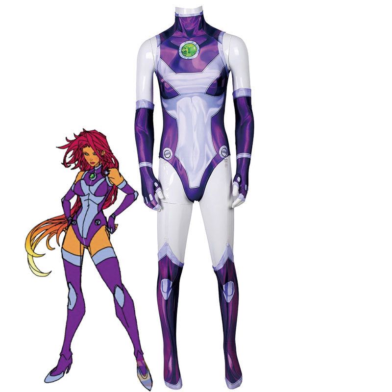 DC New Teen Titans Go Starfire Jumpsuit Cosplay Costumes