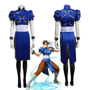 Game Street Fighter 6 Chun-Li Blue Cosplay Costumes