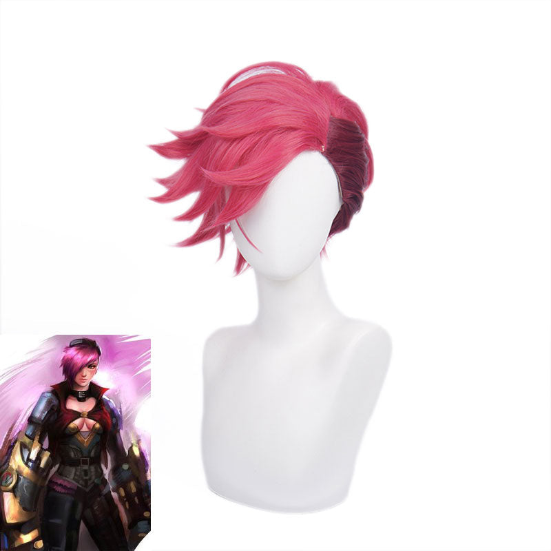 LOL Arcane Vi Rose Red Cosplay Wigs