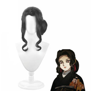 Anime Demon Slayer Kimetsu no Yaiba Kibutsuji Muzan Woman Black Short Cosplay Wigs