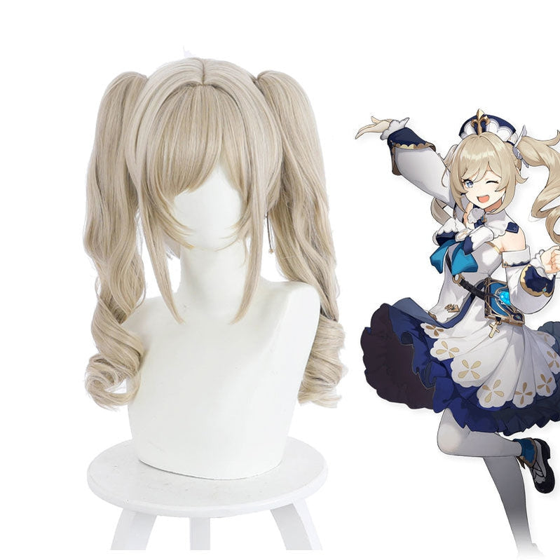 Game Genshin Impact Barbara Curly Blonde Ponytail Cosplay Wigs 