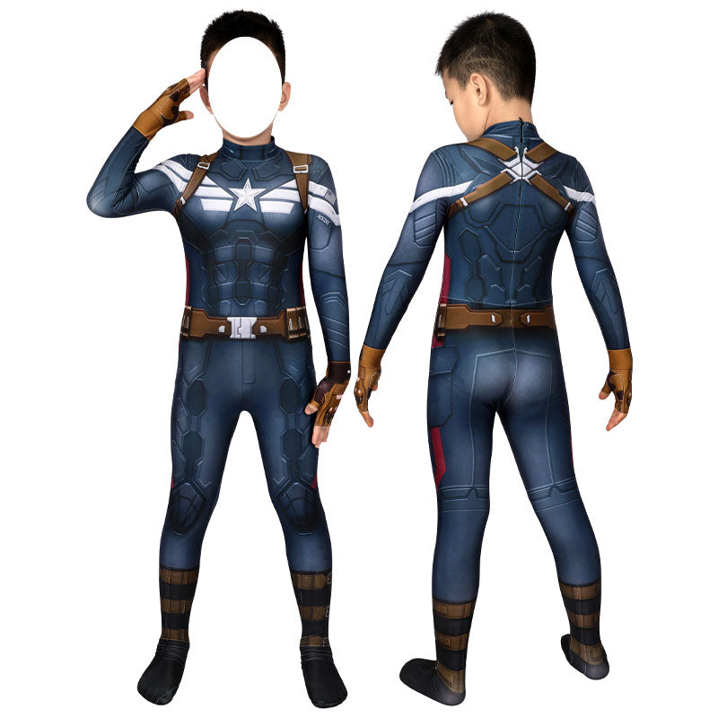 Captain America: The Winter Soldier Steve Rogers Kids Jumpsuit Cosplay Costumes