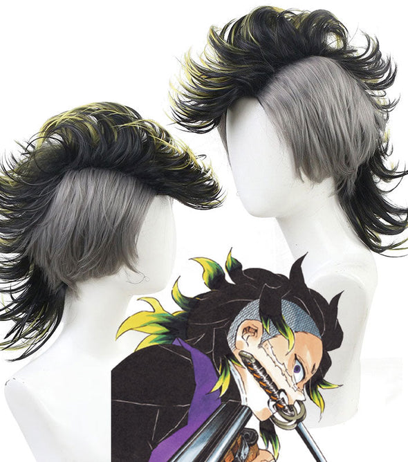 Anime Demon Slayer: Kimetsu no Yaiba Genya Shinazugawa Cosplay Wig 