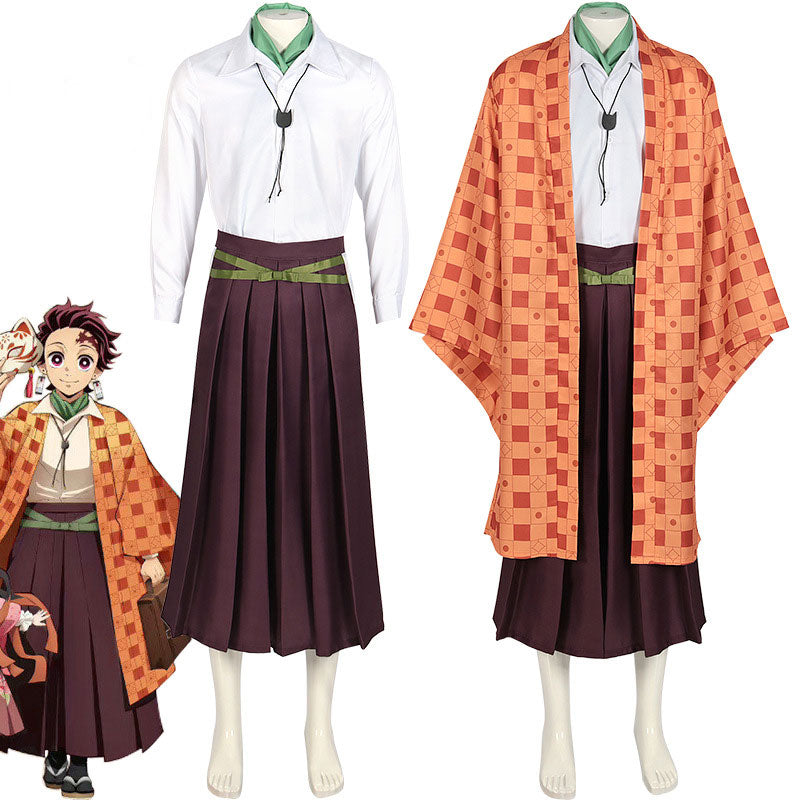 Demon Slayer Kimetsu no Yaiba Tanjiro Kamado Orange  Cosplay Costume