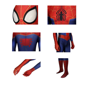 Movie Spider-Man: Into the Spider-Vers Peter Parker Spiderman Jumpsuit Elastic Force Cosplay Costume with Headgear