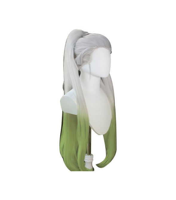 Anime Demon Slayer: Kimetsu no Yaiba Daki White Gradient Green Cosplay Wigs