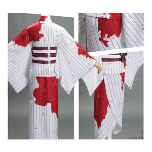 Anime Demon Slayer Kimetsu no Yaiba Nezuko Kamado Halloween Blood Splatter Kimono Cosplay Costume