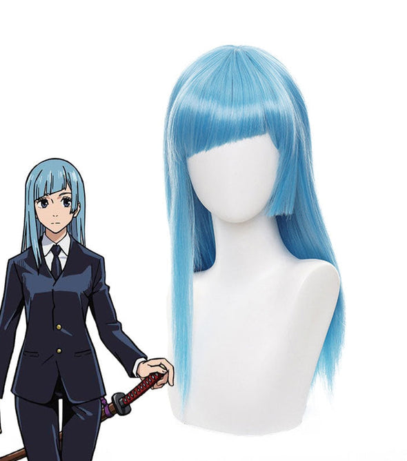 Anime Jujutsu Kaisen Kasumi Miwa Long Blue Cosplay Wigs