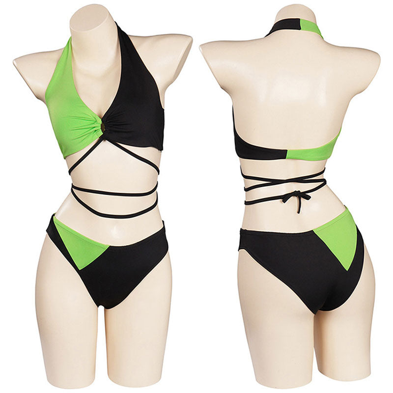 Disney Kim Possible Shego Swimsuit Cosplay Costumes