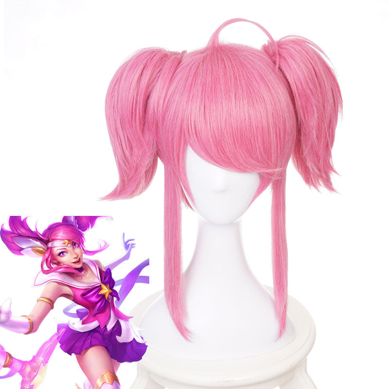 Game LOL Star Guardian Lux Pink Cosplay Wigs