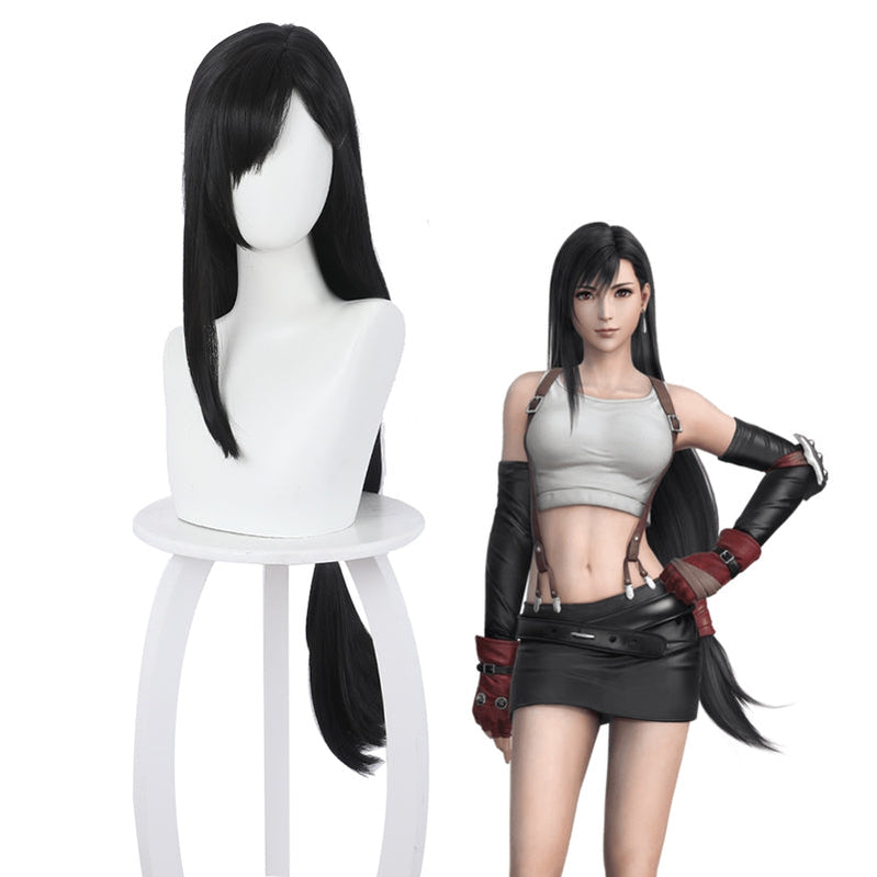 Final Fantasy VII Remake FF7 Tifa Lockhart Long Black Cosplay Wigs