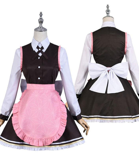 Anime Demon Slayer Kimetsu no Yaiba Nezuko Kamado Maid Outfit Cosplay Costumes