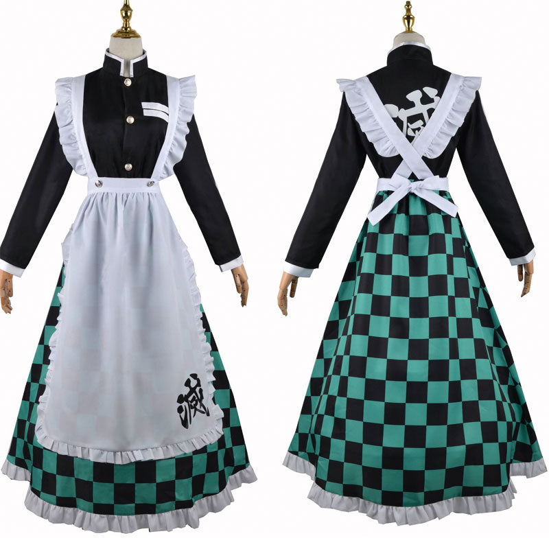 Demon Slayer Kimetsu no Yaiba Tanjiro Kamado Maid Dress Cosplay Costumes