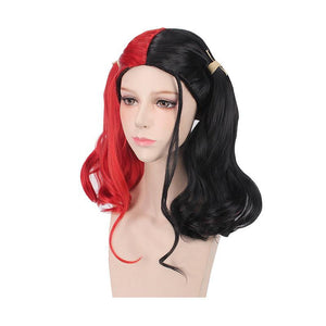 Movie Suicide Squad Harley Quinn Long Red and Black Cosplay Wigs