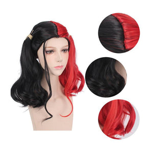 Movie Suicide Squad Harley Quinn Long Red and Black Cosplay Wigs