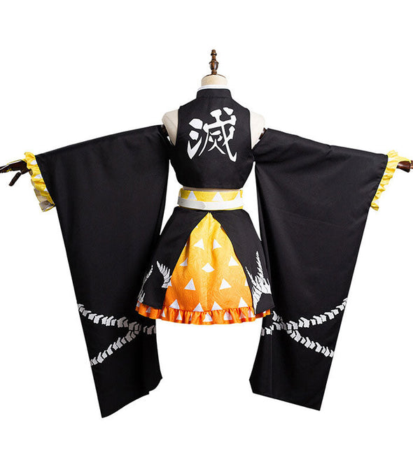Anime Demon Slayer Kimetsu no Yaiba Zenitsu Agatsuma Cosplay Costumes
