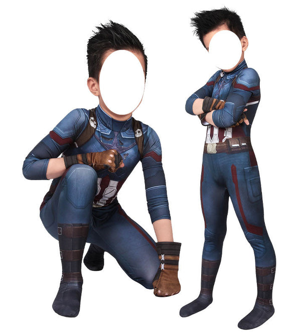 Avengers 3 Infinity War Captain America Steve Rogers Kids Jumpsuit Cosplay Costumes