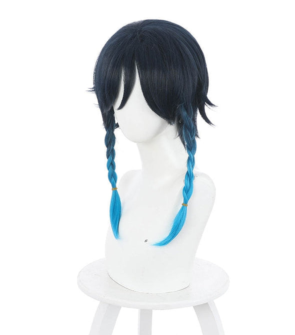 Game Genshin Impact Venti Gradient Blue Braided Cosplay Wig 