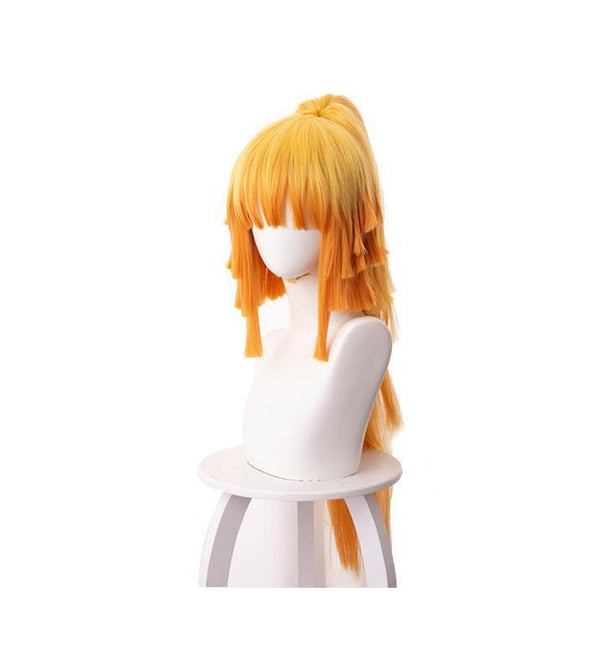 Anime Demon Slayer: Kimetsu no Yaiba Zenitsu Agatsuma Female Cosplay Wig Blonde Long Ponytail Wigs