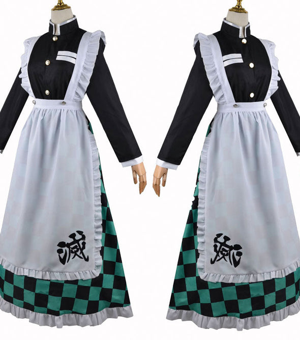 Demon Slayer Kimetsu no Yaiba Tanjiro Kamado Maid Dress Cosplay Costumes