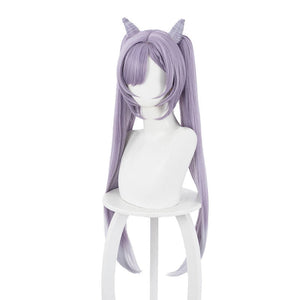 Game Genshin Impact Keqing Ponytails Mixed Purple Cosplay Wig with Ears 