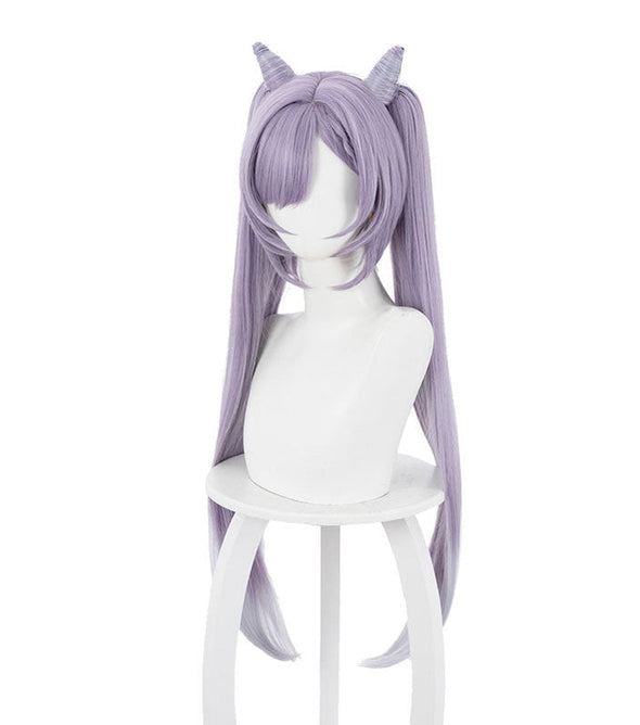 Game Genshin Impact Keqing Ponytails Mixed Purple Cosplay Wig with Ears 