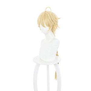 Game Genshin Impact Traveler Aether Blonde Ponytail Cosplay Wigs