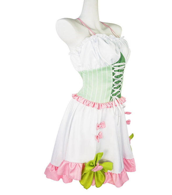 Demon Slayer Kimetsu no Yaiba Mitsuri Kanroji Lolita Maid Dress Cosplay Costume