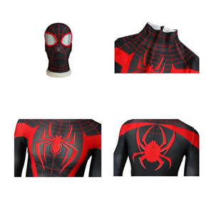 Movie Spider-Man: Into the Spider-Verse Miles Morales Spiderman Elastic Force Jumpsuit Cosplay Costume with Free Headgear